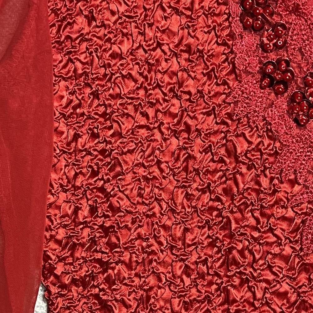 Vintage 4 U New York Red Sequined And Beaded 1980 Party Dress Size L - Picture 6 of 12
